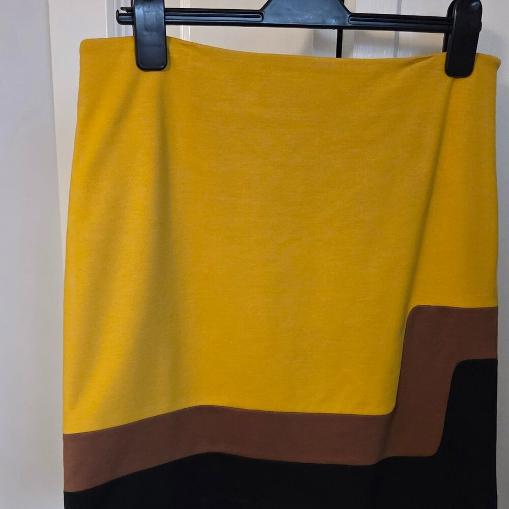 Mustard, Brown & Black Colour Block skirt